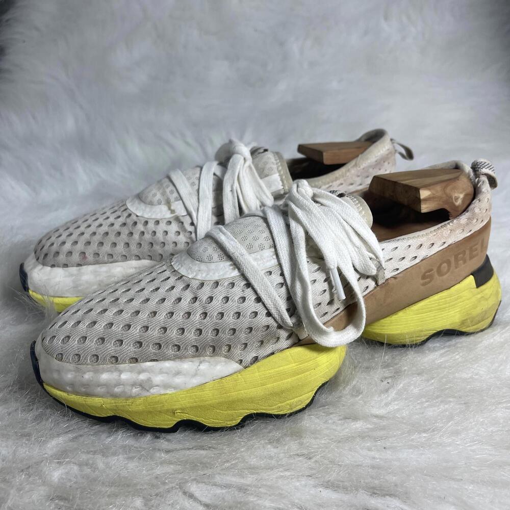 SOREL Kinetic Impact Lace Sneakers Sea Salt Yellow NL4073-126 Womens Size 8